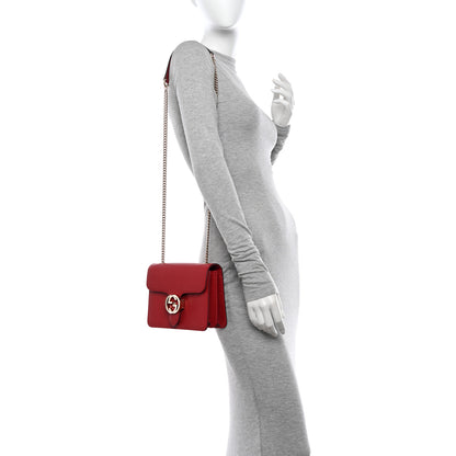 Gucci Dollar Calfskin Small Interlocking G Shoulder Bag Red 2 of 11