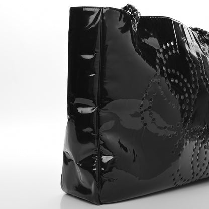 Chanel Patent Perforated CC Shopping Tote Black 8 of 8