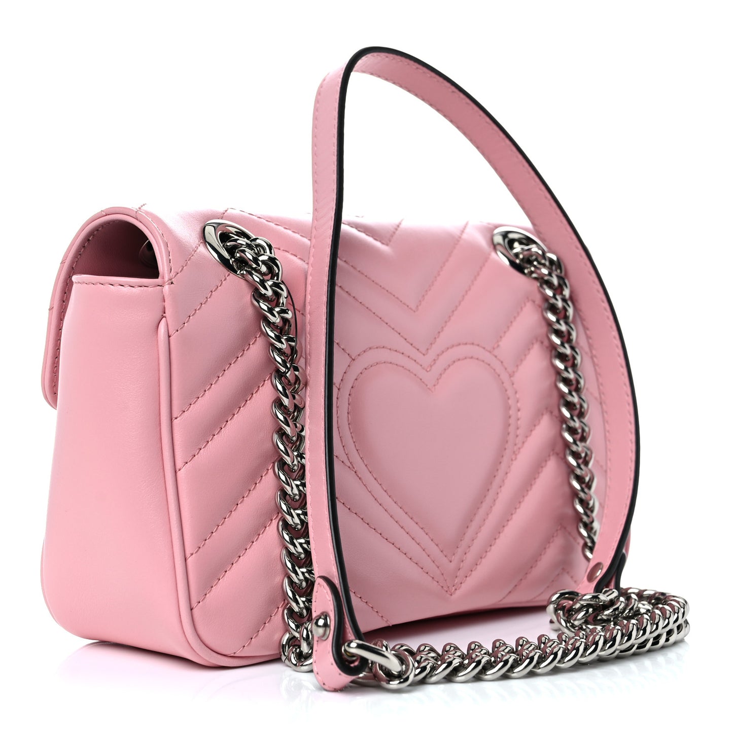 Calfskin Matelasse Mini GG Marmont Shoulder Bag Wild Rose