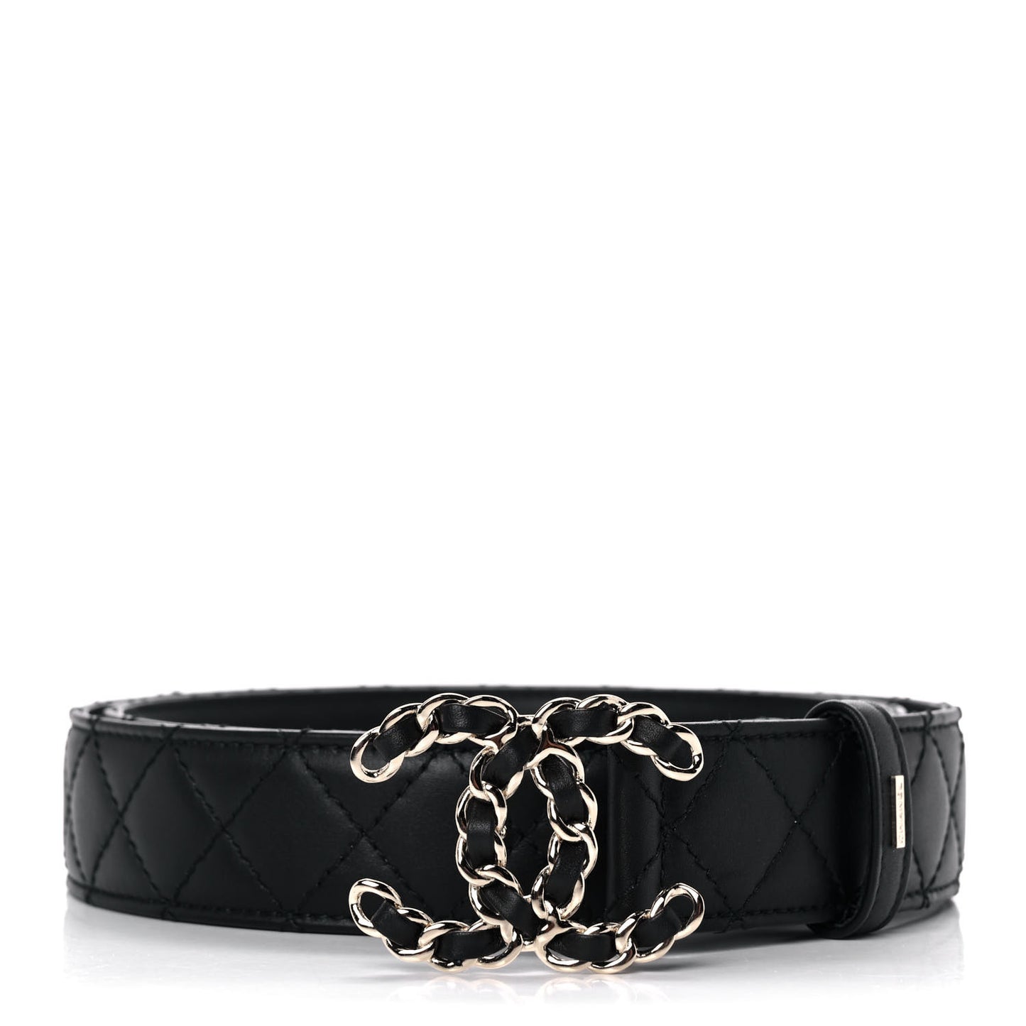 Lambskin Quilted CC Chain Belt 90 36 Black