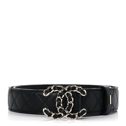 Chanel Lambskin Quilted CC Chain Belt 90 36 Black 1 of 10