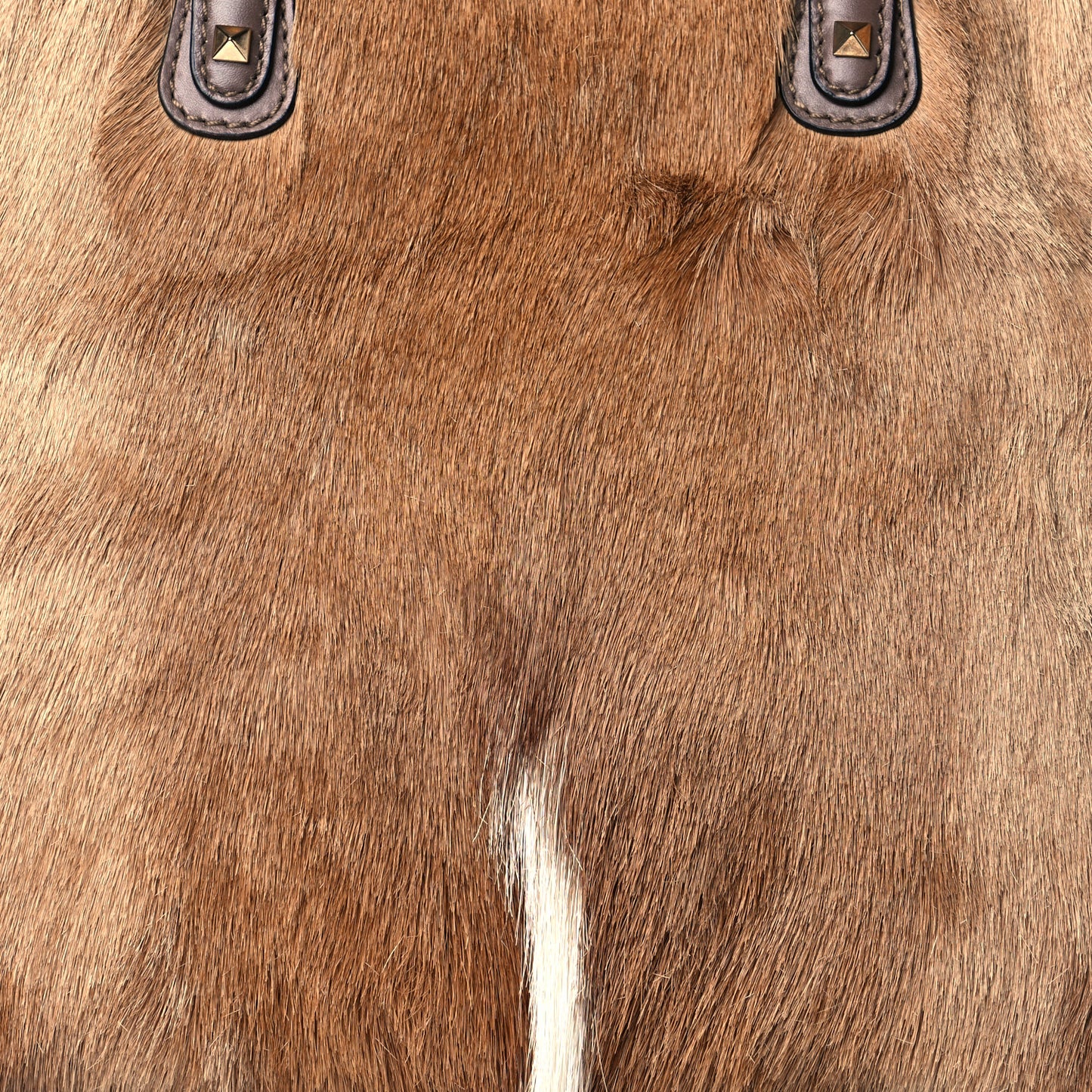 Calf Hair Cavallino Animal Rockstud Dome Satchel Brown