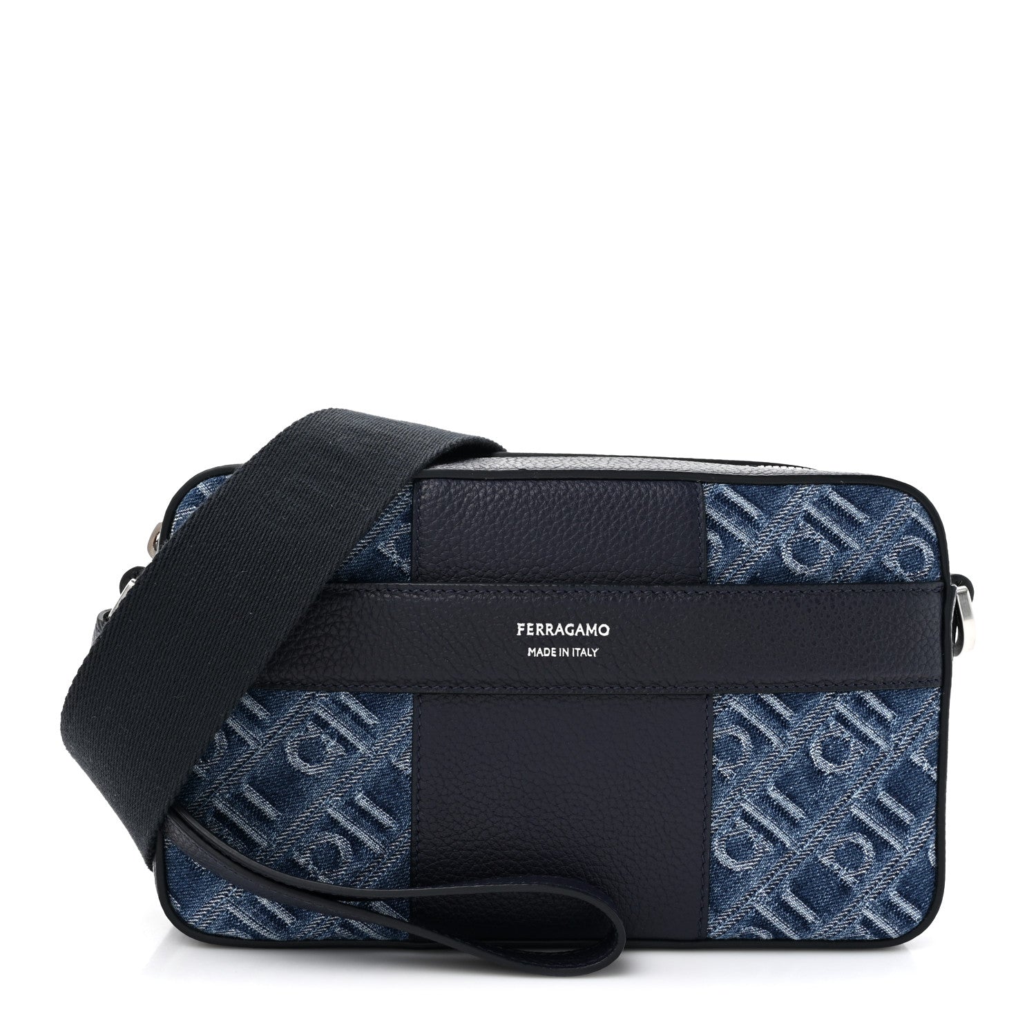 Salvatore Ferragamo Monogram Denim Crossbody Bag Blue 1 of 10