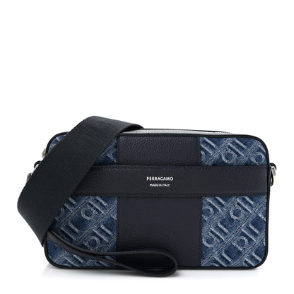 Salvatore Ferragamo Monogram Denim Crossbody Bag Blue 1 of 10