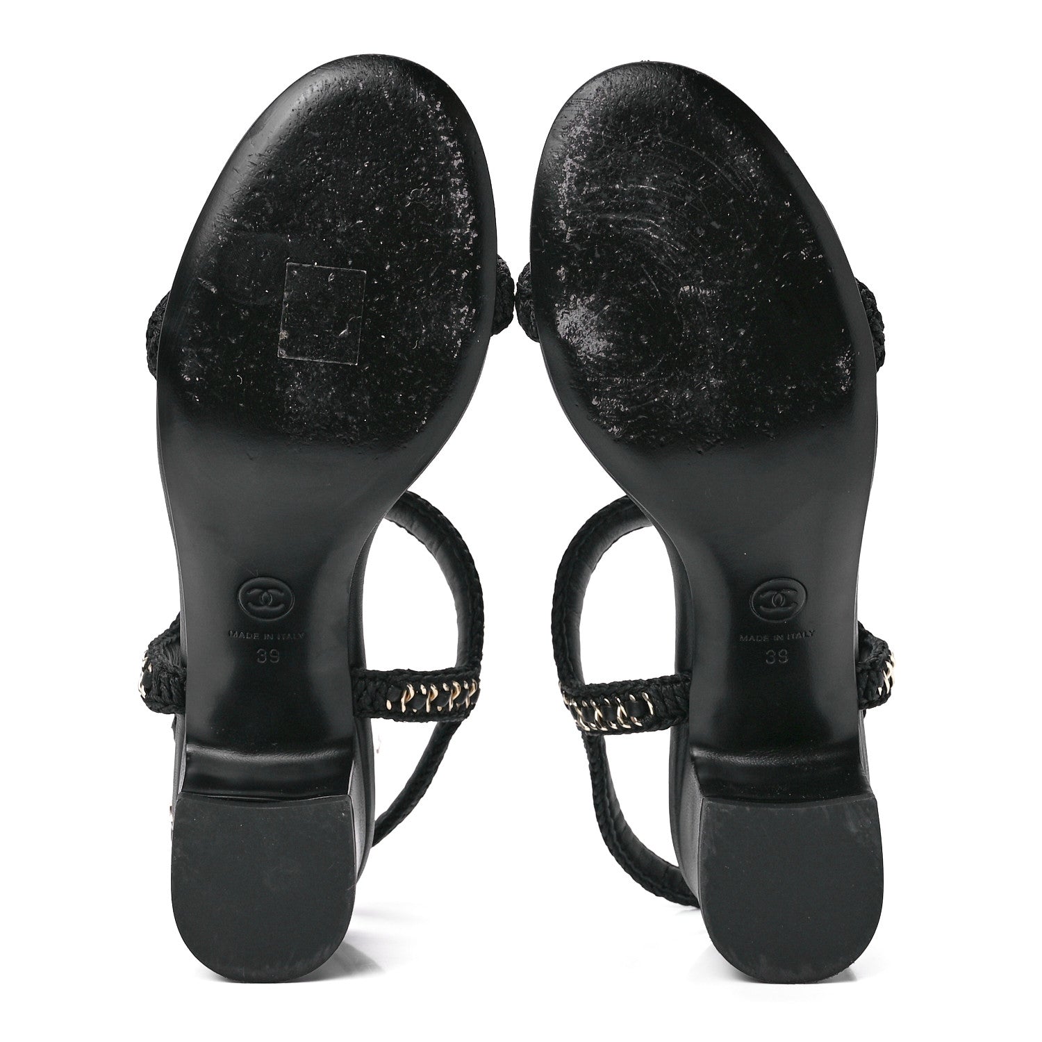Chanel Lambskin CC Chain Braided Sandals 39 Black 5 of 9