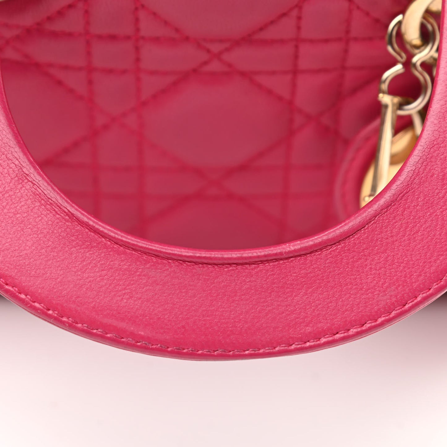 Lambskin Cannage Mini Lady Dior Fuchsia