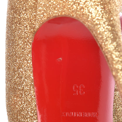 Christian Louboutin Glitter Mini Pigalle Follies 120 Pumps 35 Gold 9 of 10