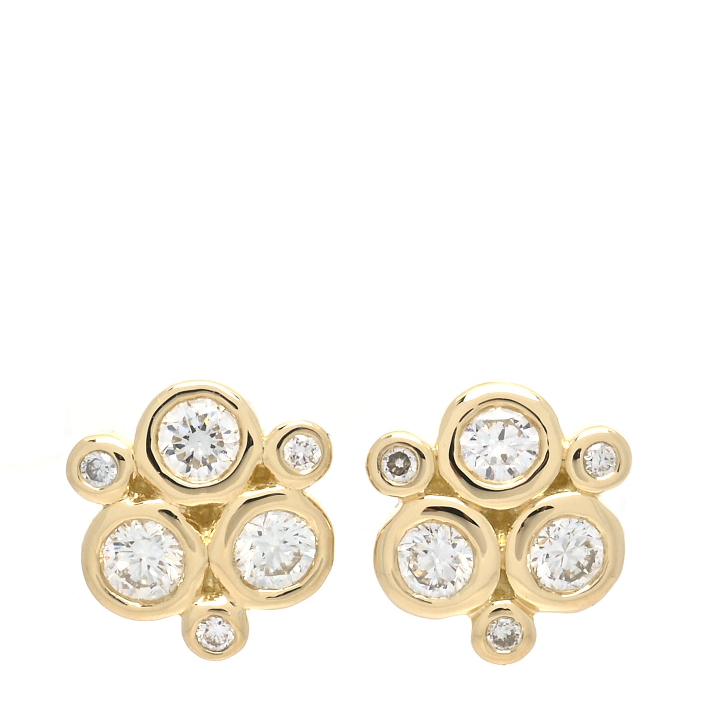 18K Yellow Gold Diamond Small Classic Trio Earrings