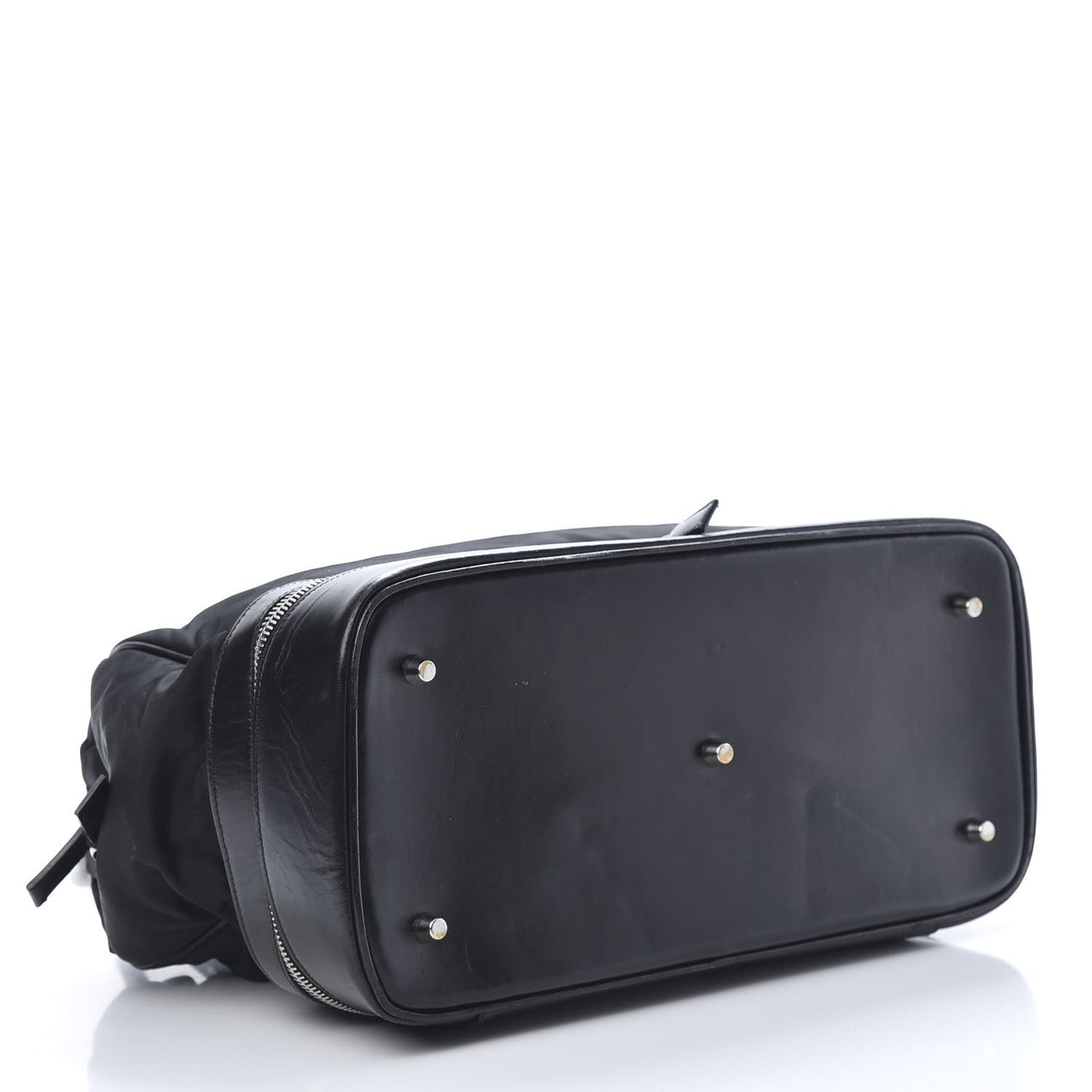 Tessuto Nylon Soft Calf Zip Around Satchel Black