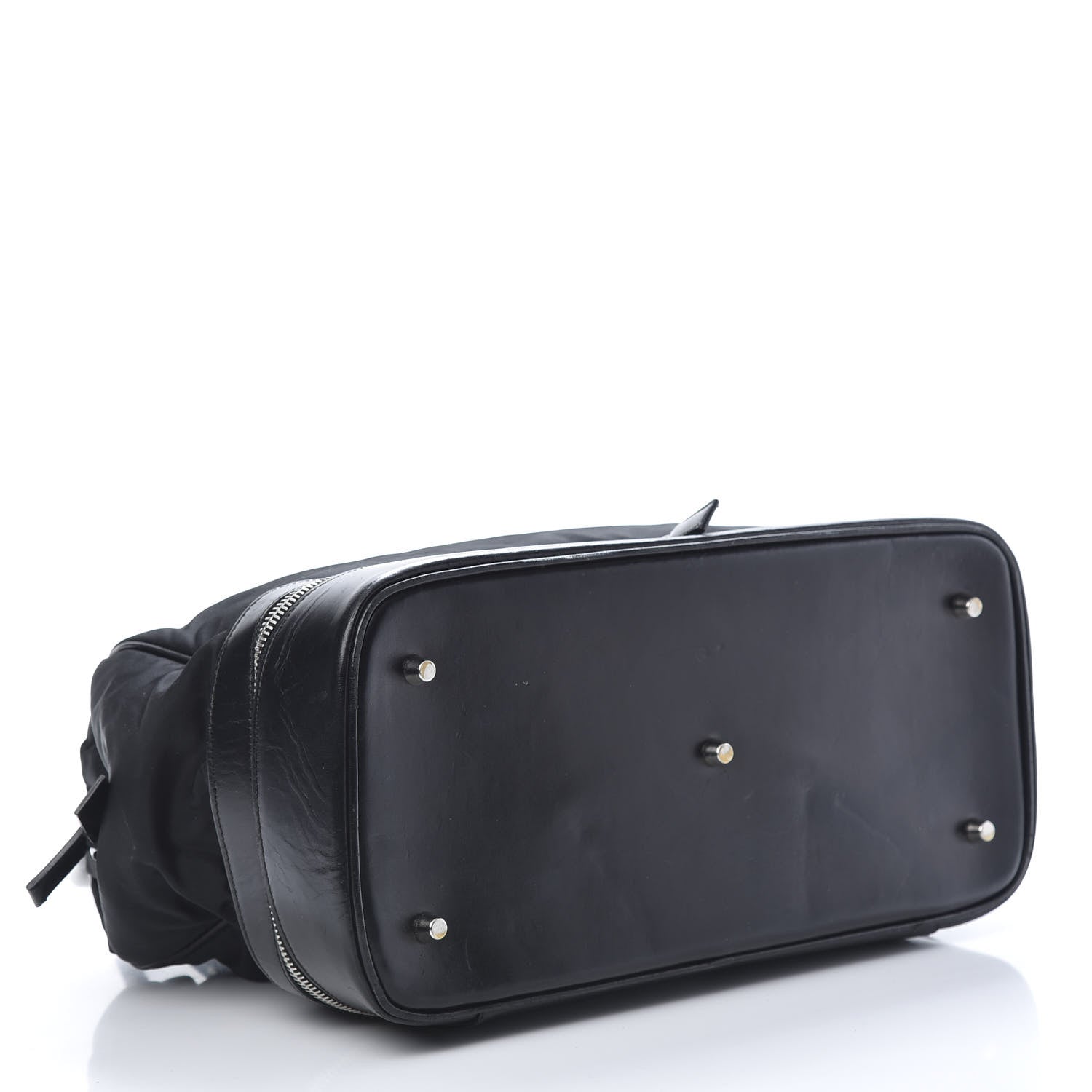 Prada Tessuto Nylon Soft Calf Zip Around Satchel Black 4 of 22