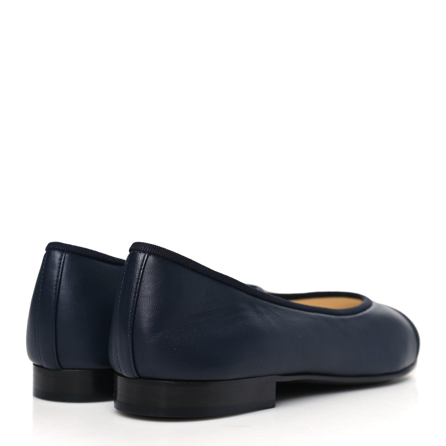 Lambskin Cap Toe Ballerina Flats 37 Black