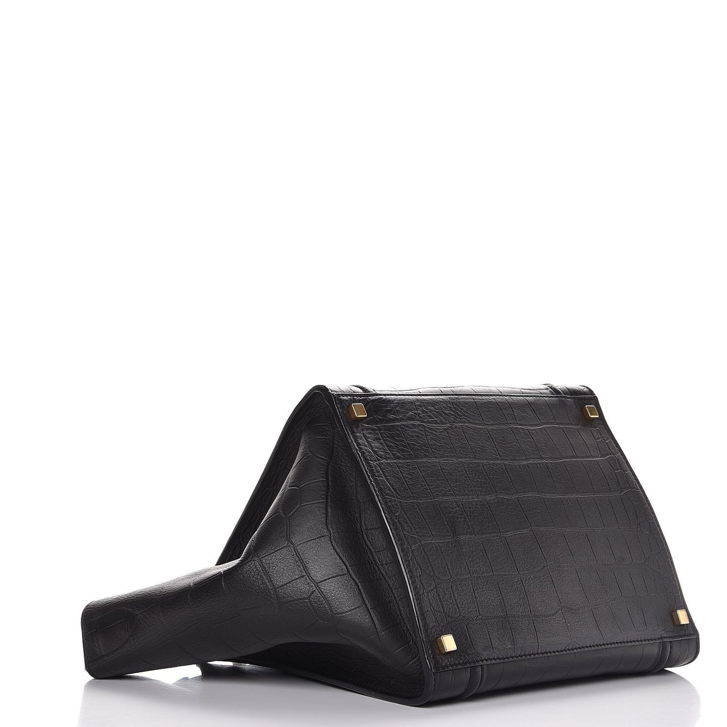 Crocodile Embossed Calfskin Medium Phantom Luggage Black