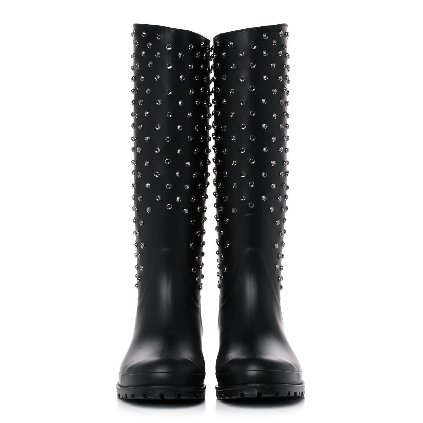 Rubber Studded Festival Rain Boots 42 Black