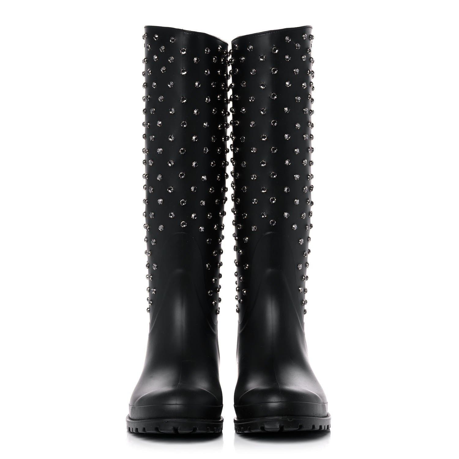 Saint Laurent Rubber Studded Festival Rain Boots 42 Black 2 of 10