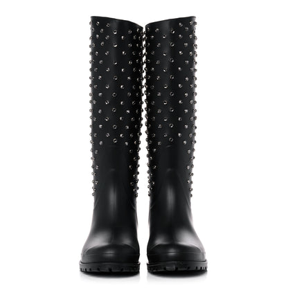 Saint Laurent Rubber Studded Festival Rain Boots 42 Black 2 of 10