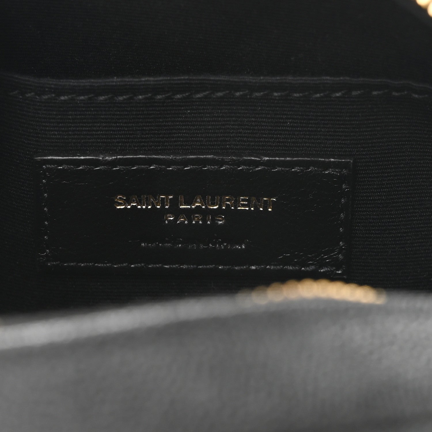 Saint Laurent Grain De Poudre Matelasse Chevron Quilted Round Vinyle Camera Bag Black 6 of 9