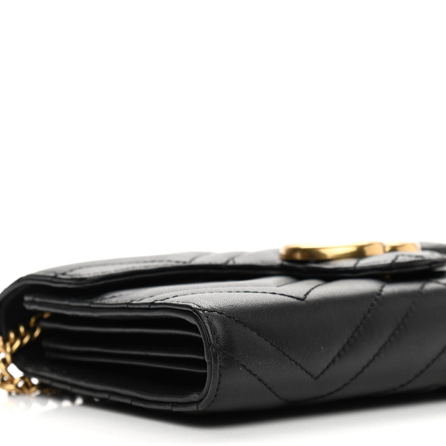 Calfskin Matelasse GG Marmont Chain Wallet Black