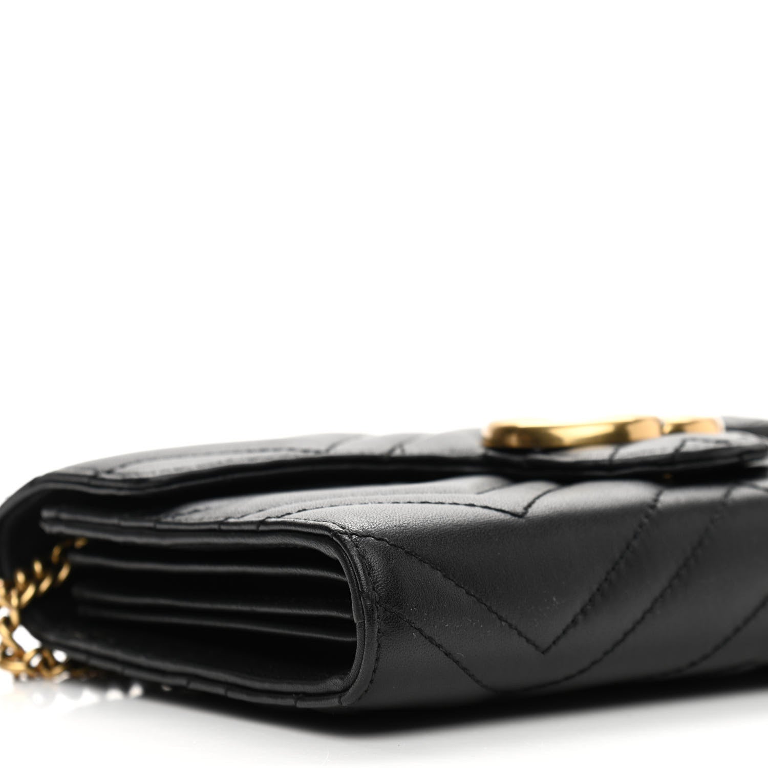 Gucci Calfskin Matelasse GG Marmont Chain Wallet Black 5 of 10
