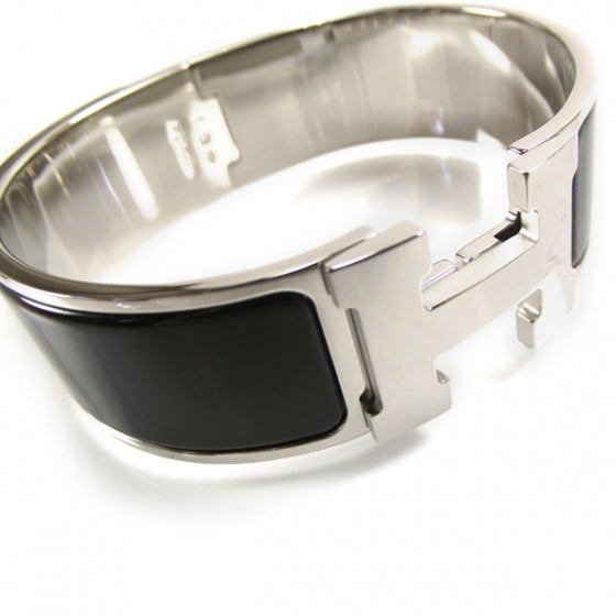 Enamel Clic Clac H Bracelet Wide PM Black