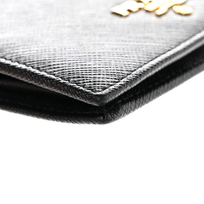 Prada Saffiano Triangle Bi-Fold Wallet Black 9 of 12