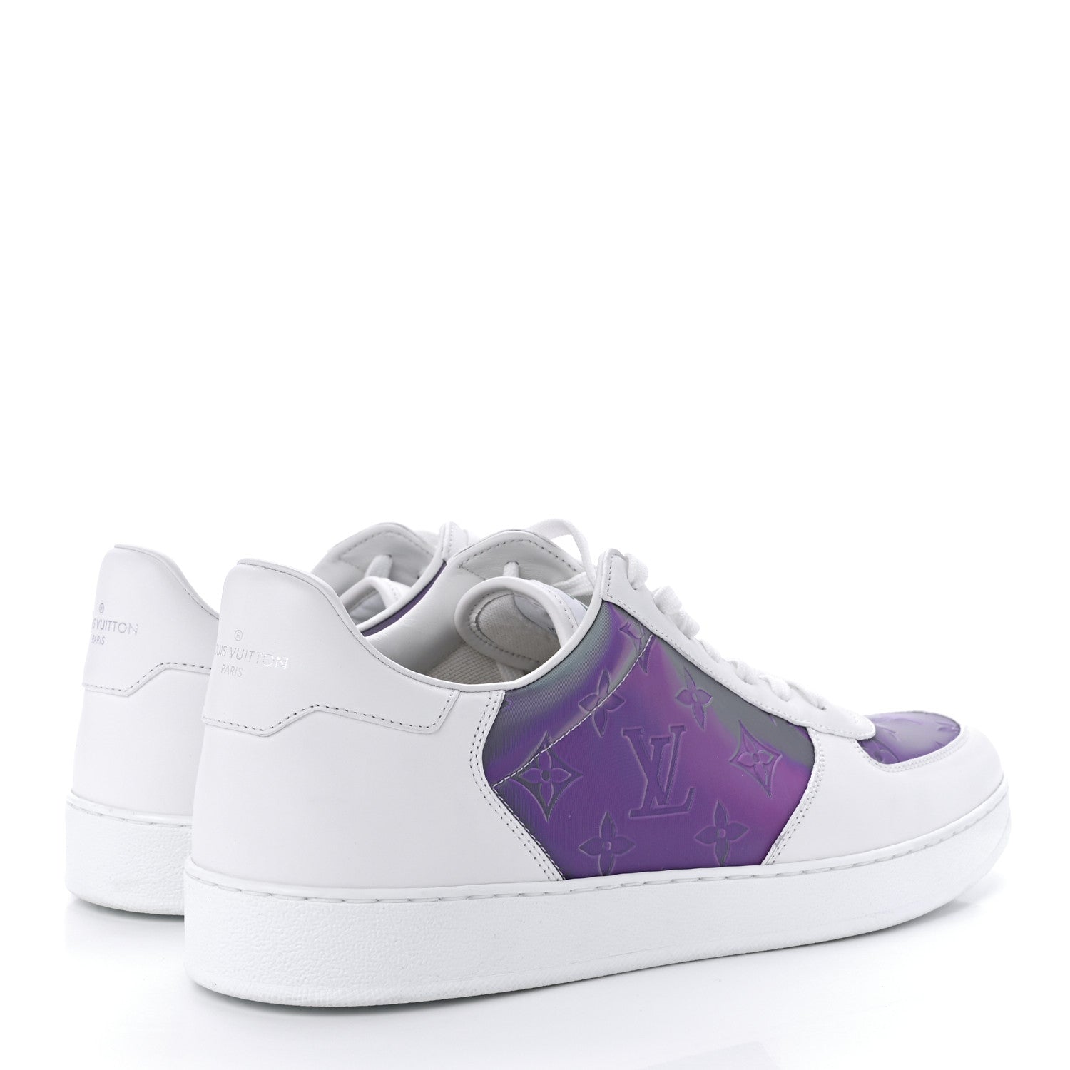 Louis Vuitton Calfskin Iridescent Monogram Rivoli Sneakers 9.5 White 4 of 10