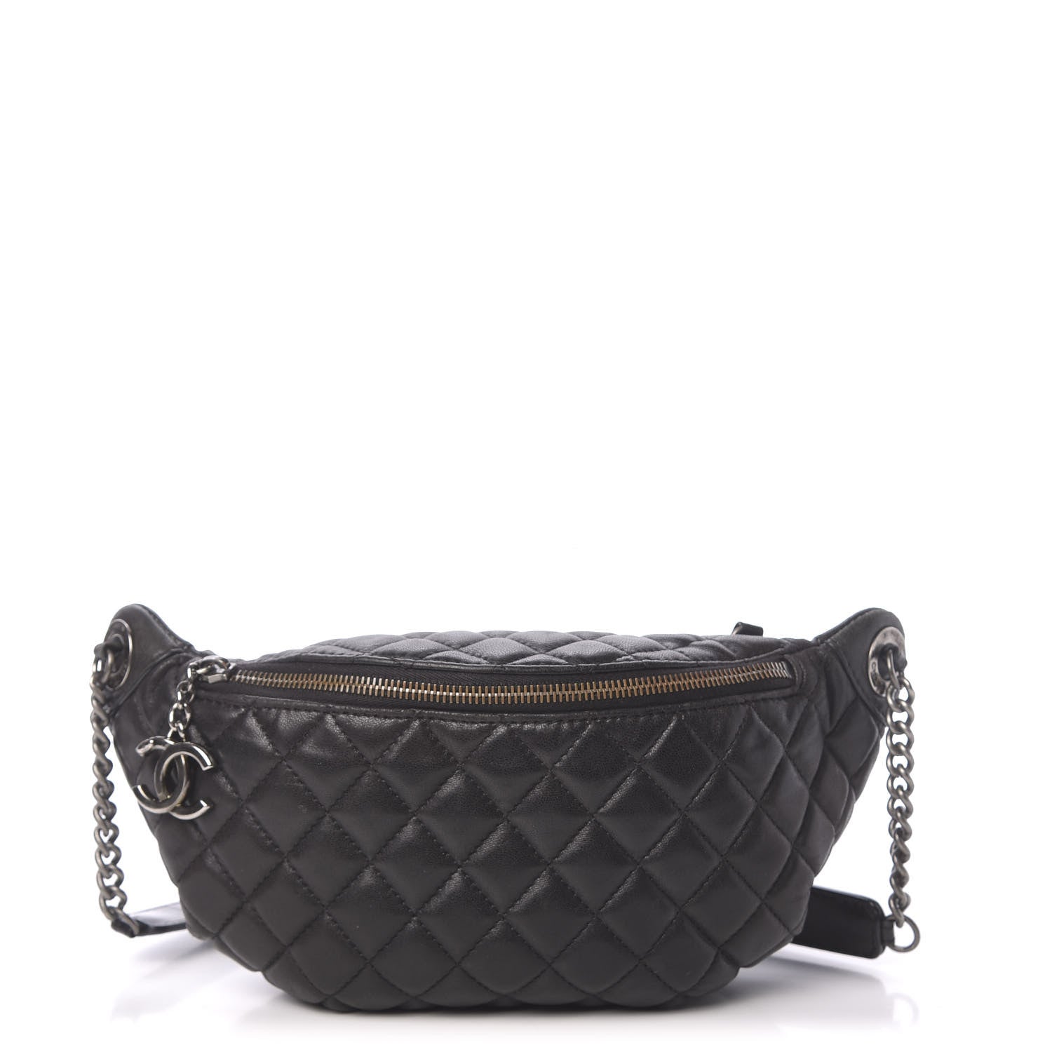 Chanel Lambskin Quilted Banane Waist Bag Fanny Pack Black 1 of 18