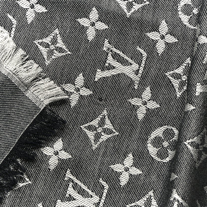 Louis Vuitton Silk Wool Monogram Denim Shawl Black 5 of 6