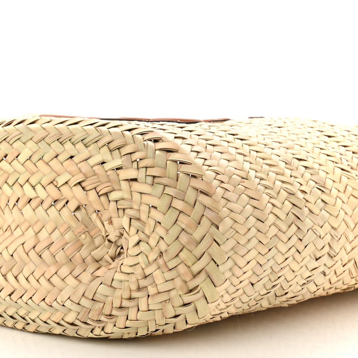 Raffia Calfskin Triomphe Medium Panier Tan