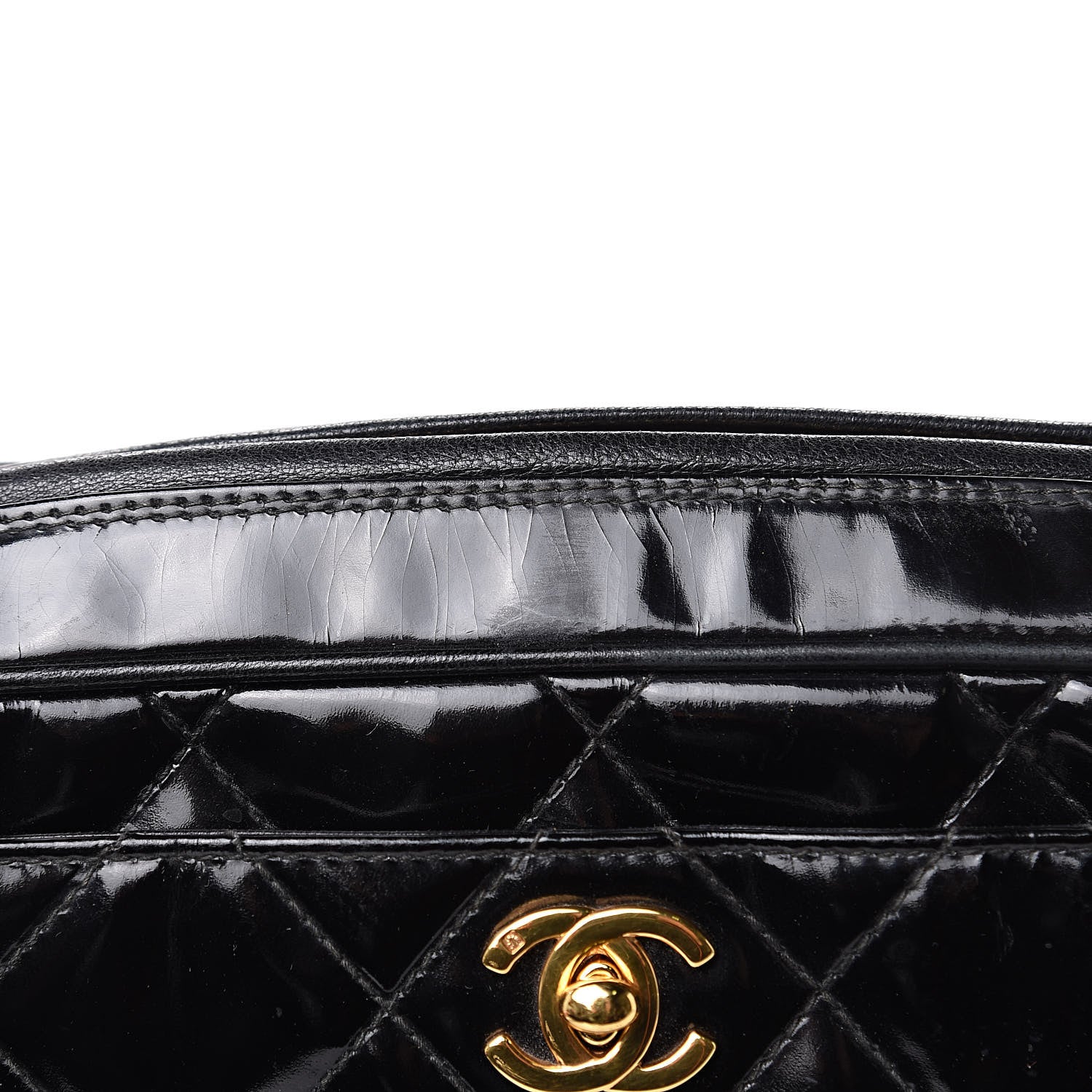 Chanel Patent Quilted Camera Case Black 10 of 15
