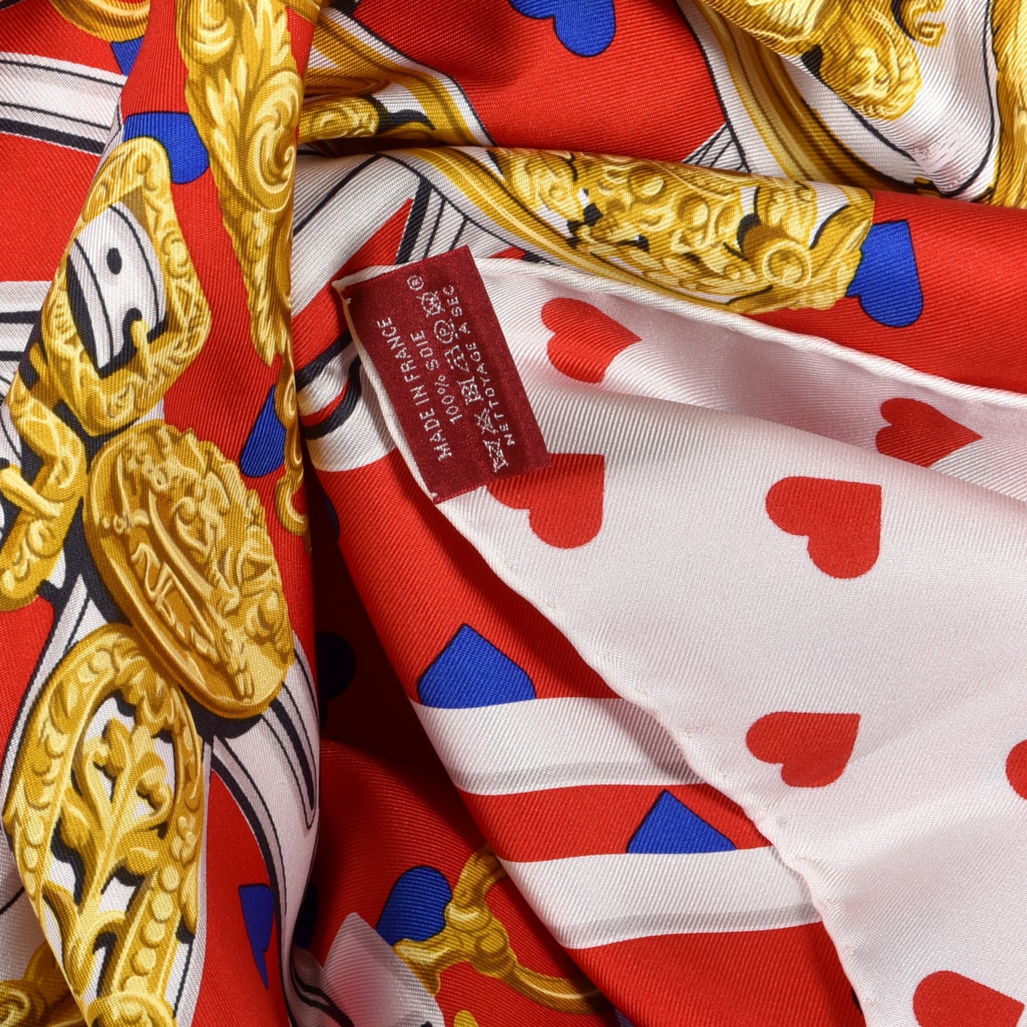 Silk Brides De Gala Love Scarf 90 Rouge Vif Marine White