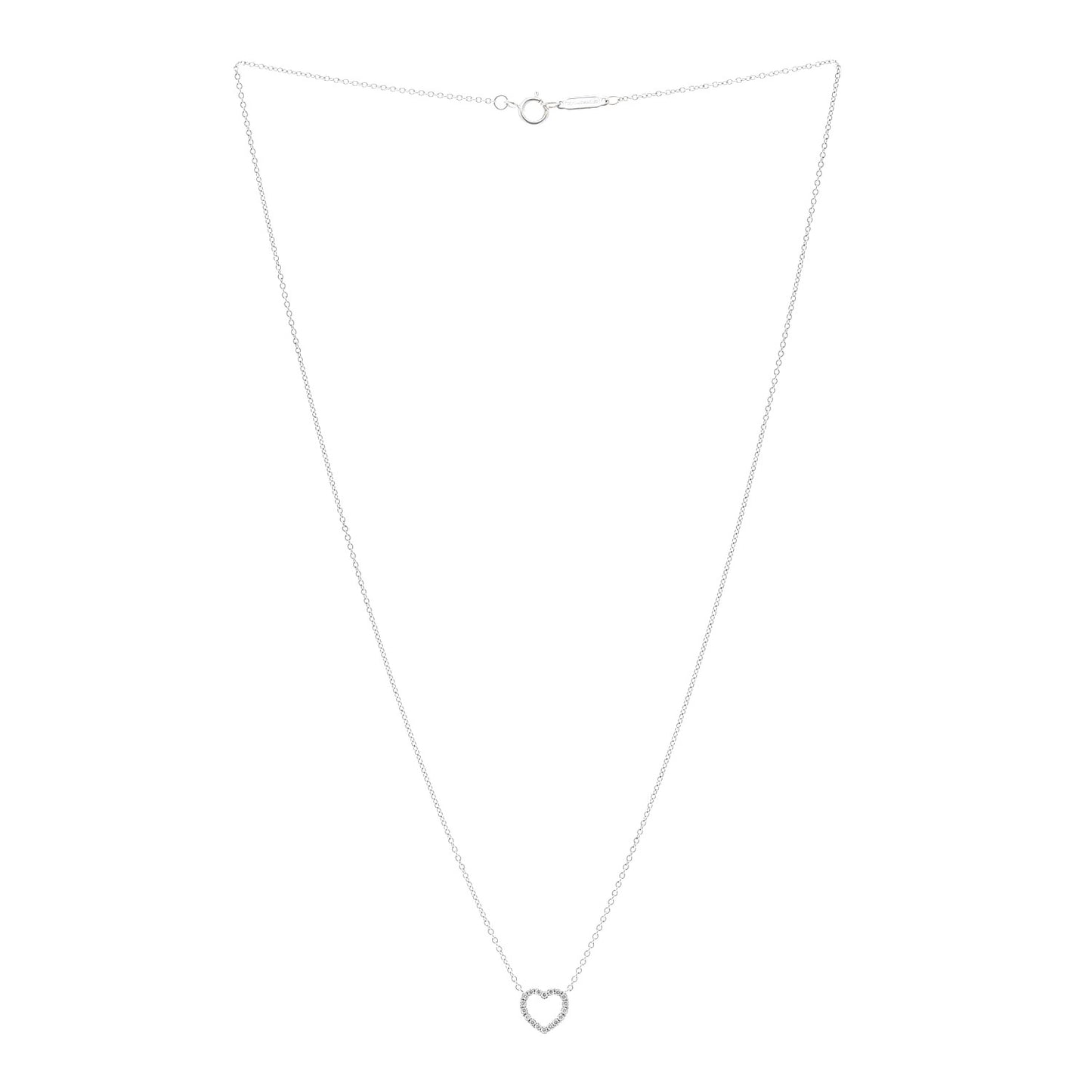 18K White Gold Diamond Metro Heart Pendant Necklace