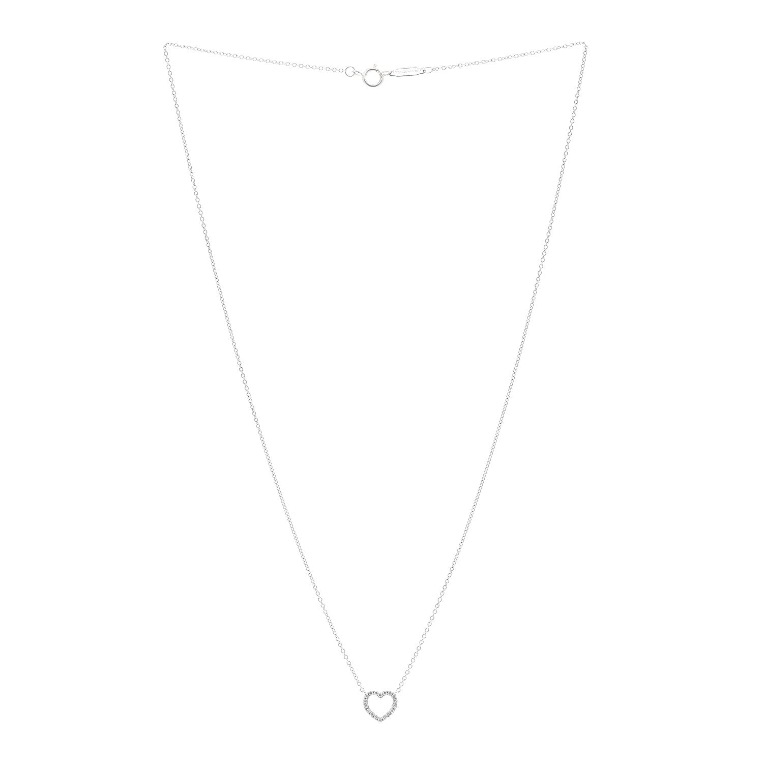 Tiffany 18K White Gold Diamond Metro Heart Pendant Necklace 3 of 5