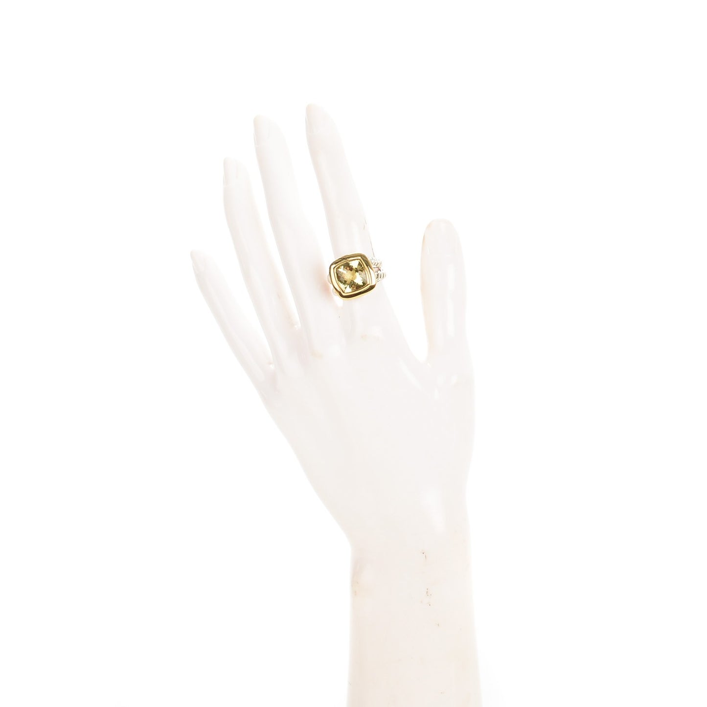 Sterling Silver 18K Yellow Gold Lemon Citrine 11mm Albion Ring 52 6