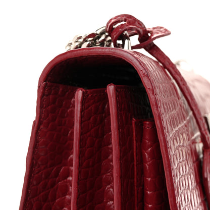 Saint Laurent Calfskin Crocodile Embossed Medium Monogram Sunset Rouge Eros 13 of 14
