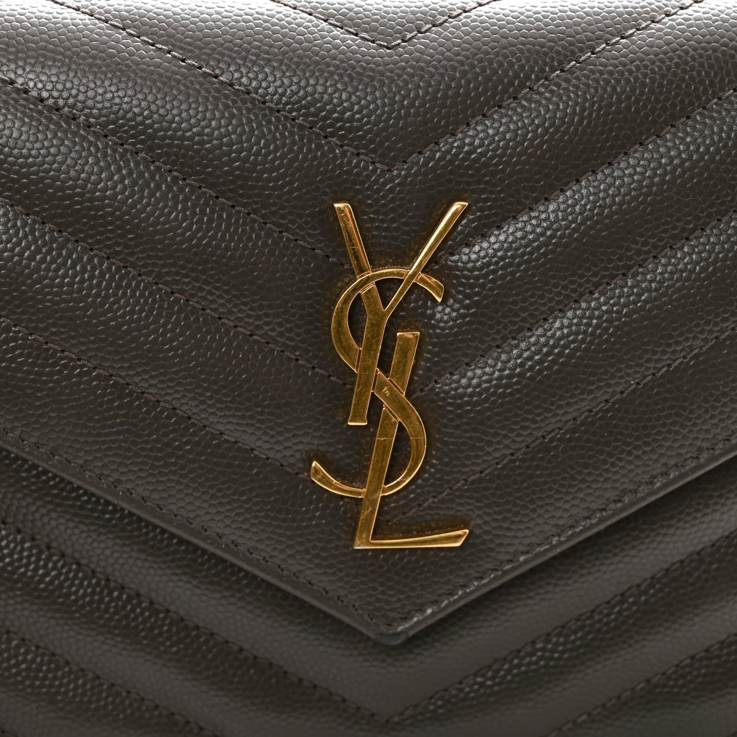 Grain De Poudre Matelasse Chevron Monogram Envelope Chain Wallet Pebble
