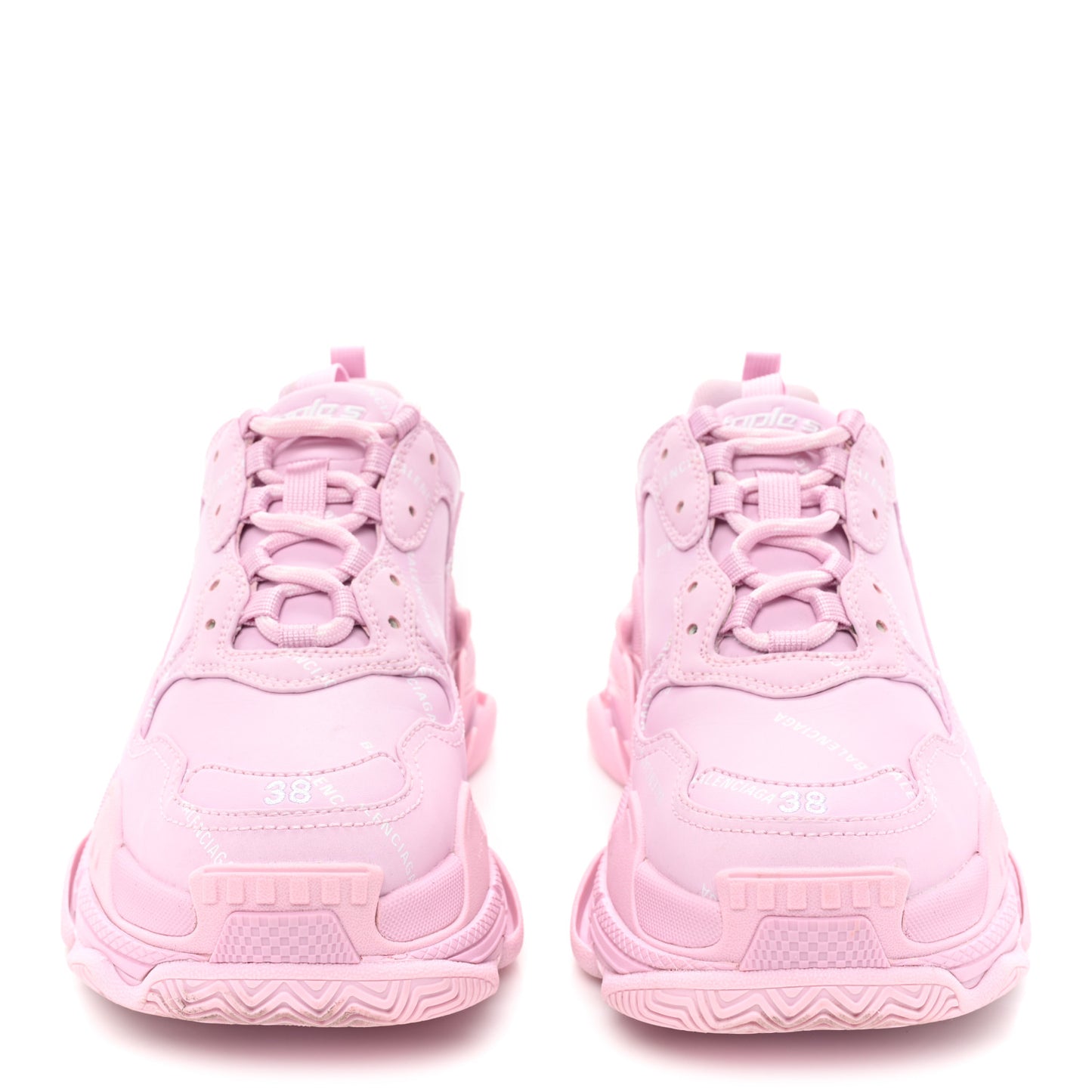 Technical Fabric Mesh Allover Logo Womens Triple S Sneakers 38 Pink White