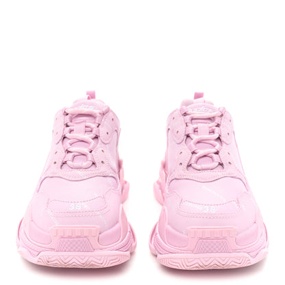 Balenciaga Technical Fabric Mesh Allover Logo Womens Triple S Sneakers 38 Pink White 2 of 9