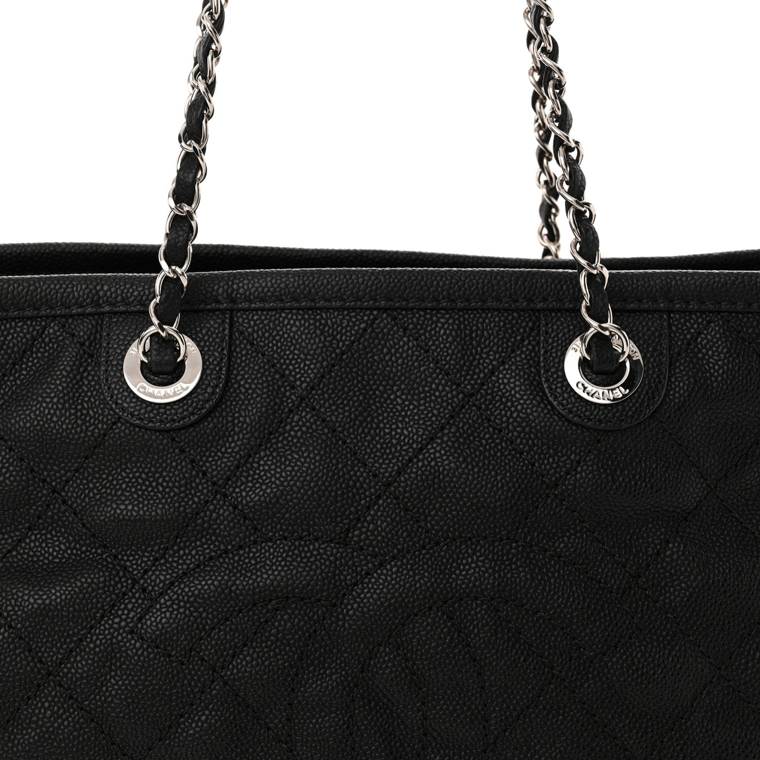 Chanel Grained Calfskin Quilted Small Daily Shopping Tote Black 9 of 14