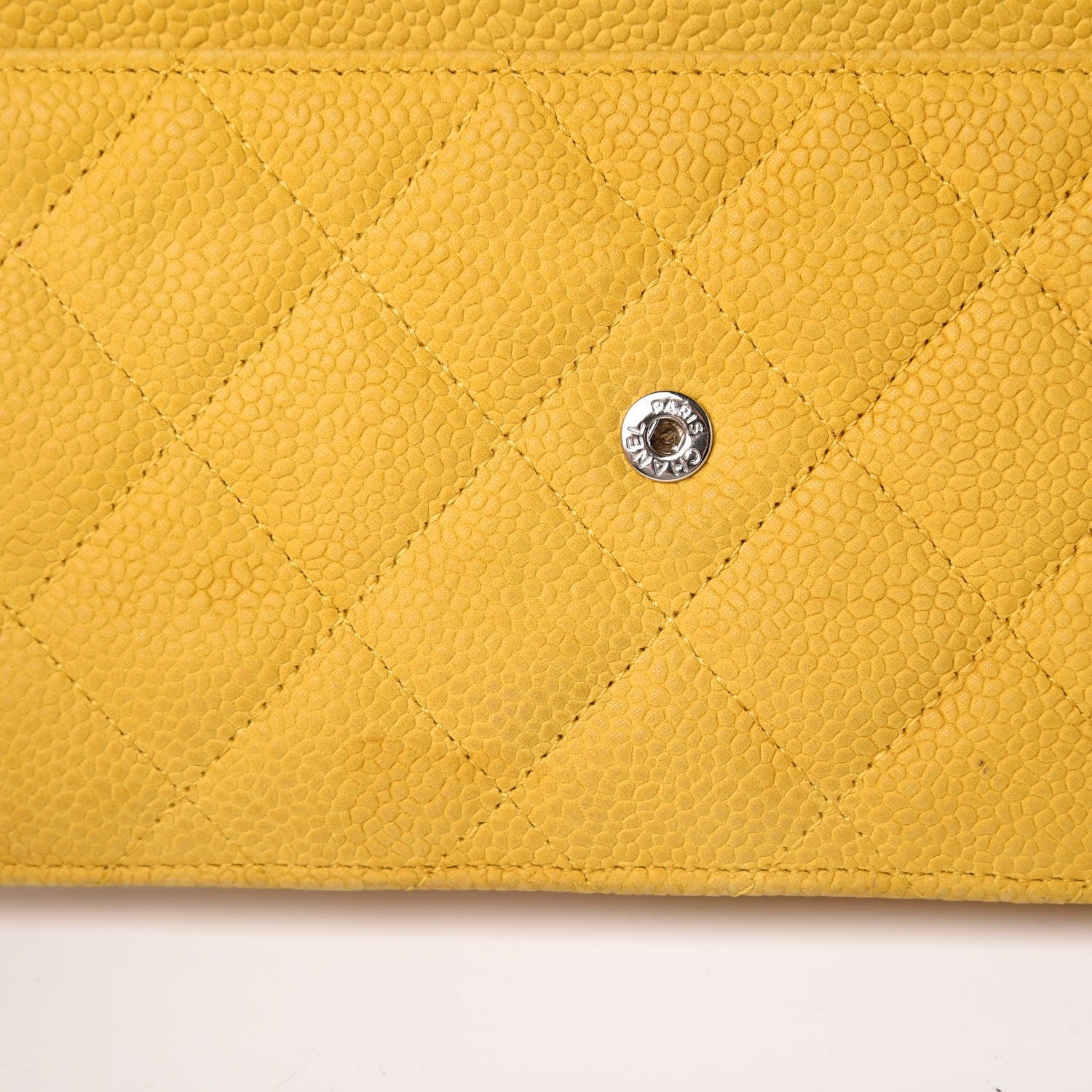 Chanel Iridescent Caviar Quilted Wallet on Chain WOC Yellow 14 of 16