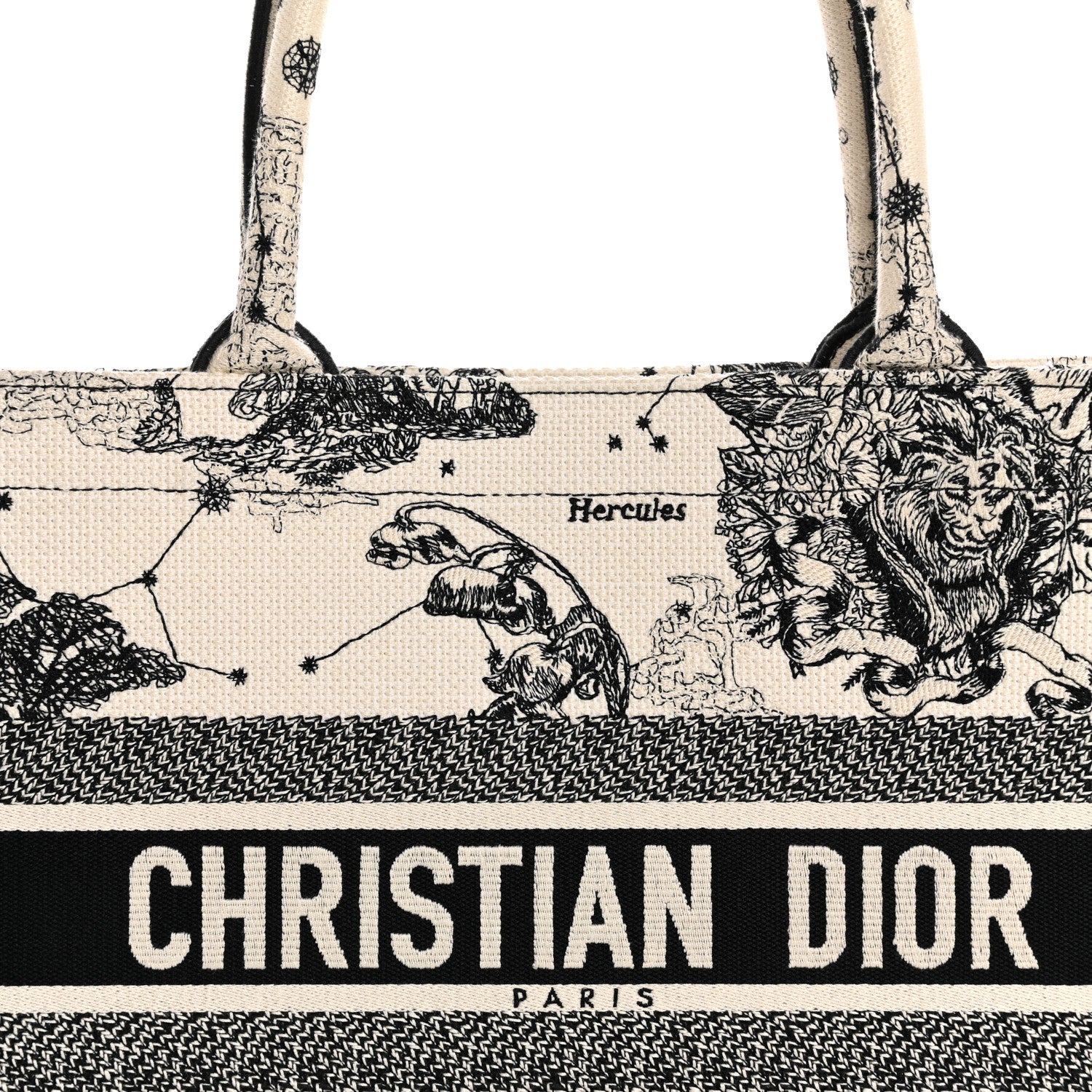 Christian Dior Canvas Zodiac Toile De Jouy Embroidered Medium Book Tote Latte 8 of 12