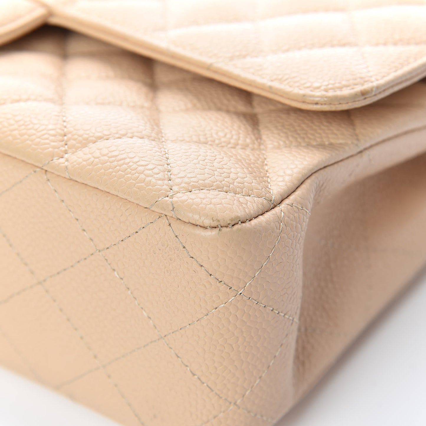 Caviar Quilted Medium Double Flap Beige Clair