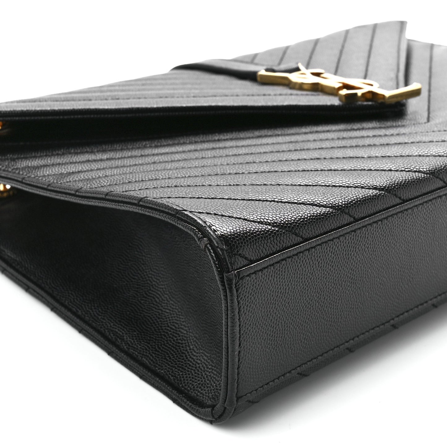 Grain De Poudre Matelasse Chevron Large Monogram Satchel Black