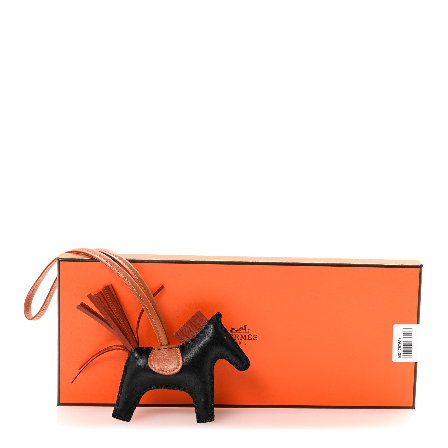 Hermes Milo Lambskin Grigri Rodeo Horse Bag Charm PM Black Sienne Gold 4 of 4