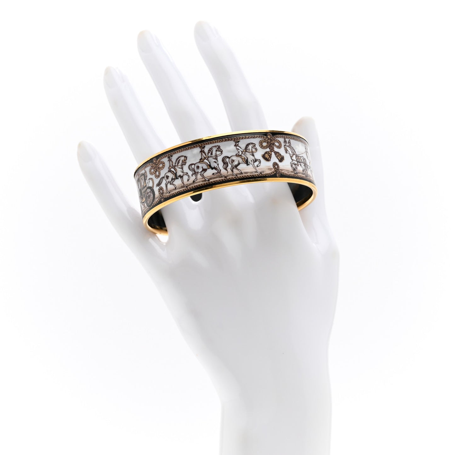 Enamel Printed Horse Carriage Wide Bracelet 65