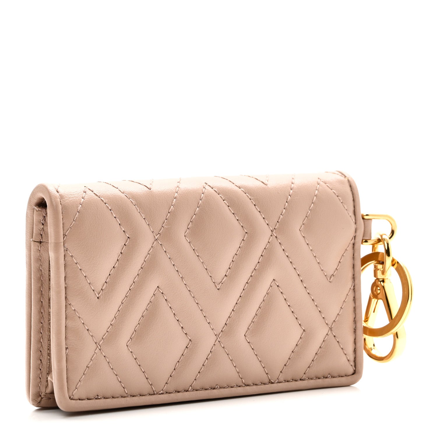 Miu Miu Nappa Matelasse Flap Card Holder Key Ring Cammeo 3 of 7