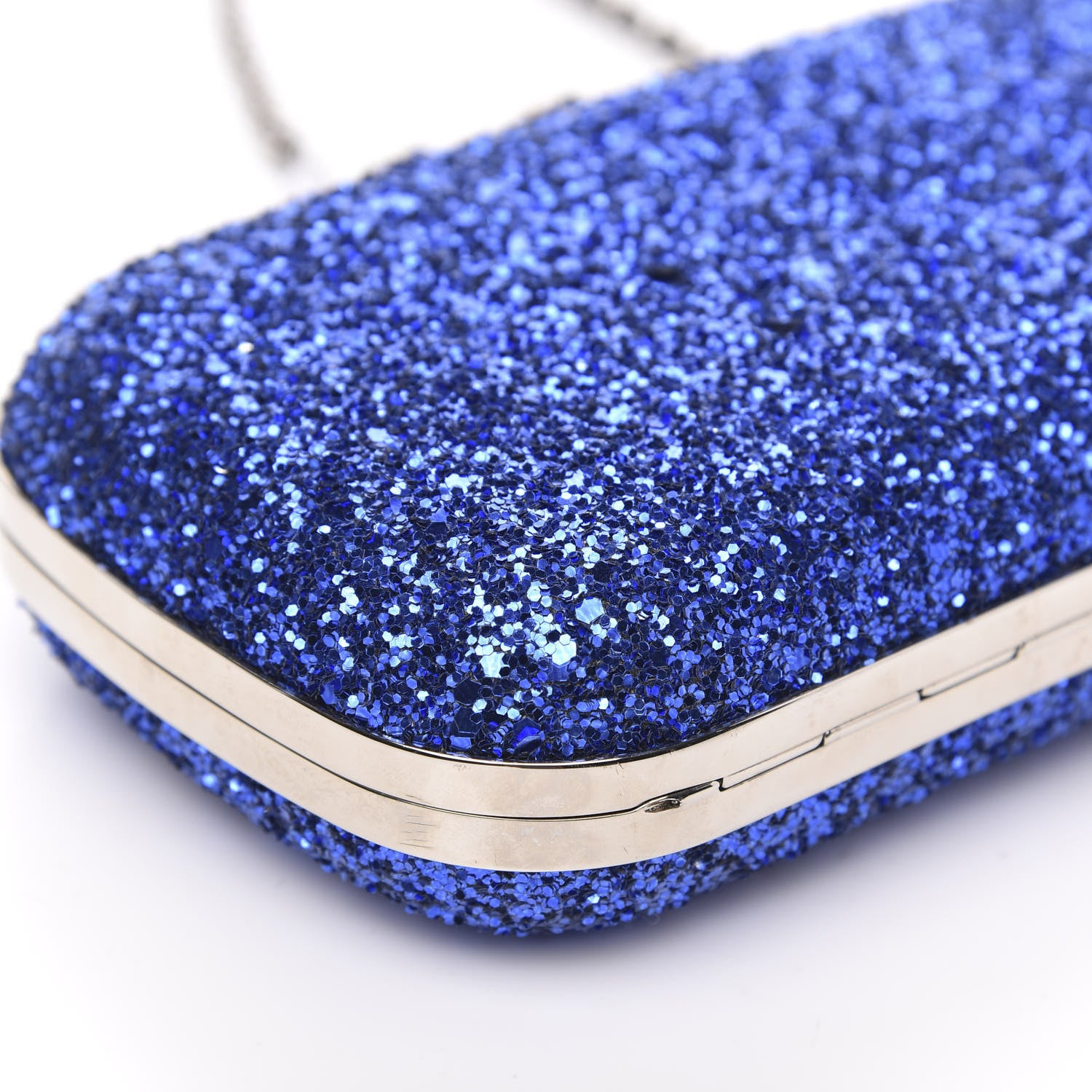 Alexander McQueen PVC Glitter Queen and King Skull Box Chain Clutch North Blue 9 of 10
