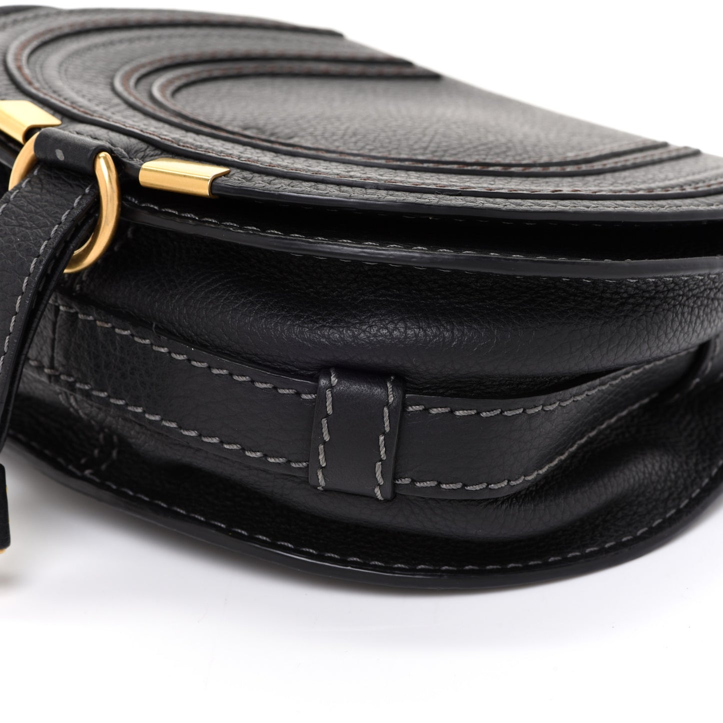Calfskin Mini Marcie Round Crossbody Bag Black