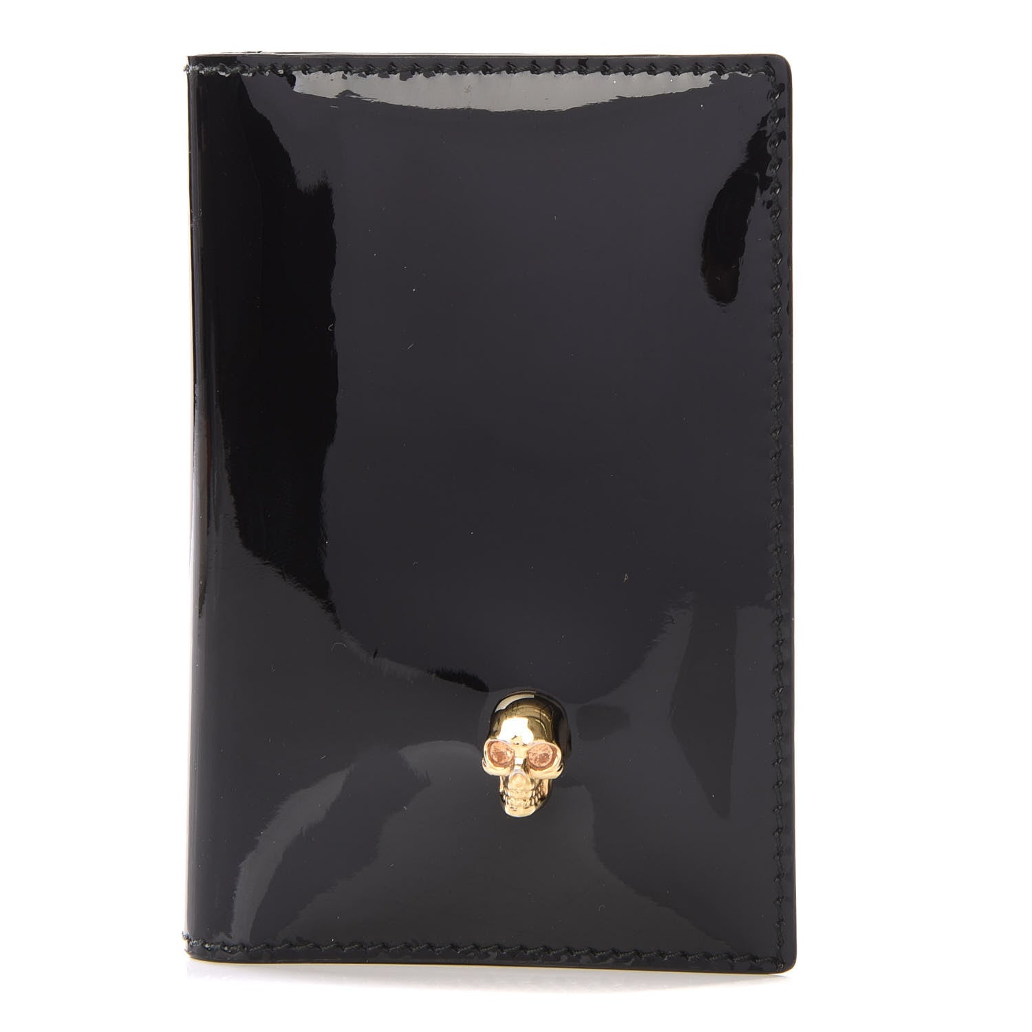 Alexander McQueen Patent Skull Bi-Fold Card Holder Black 1 of 8