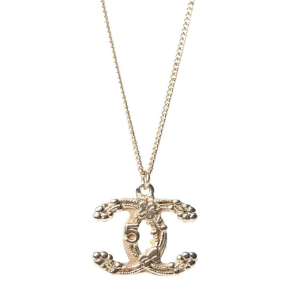 Chanel Engraved Lucky Symbols CC Pendant Necklace Gold 2 of 4