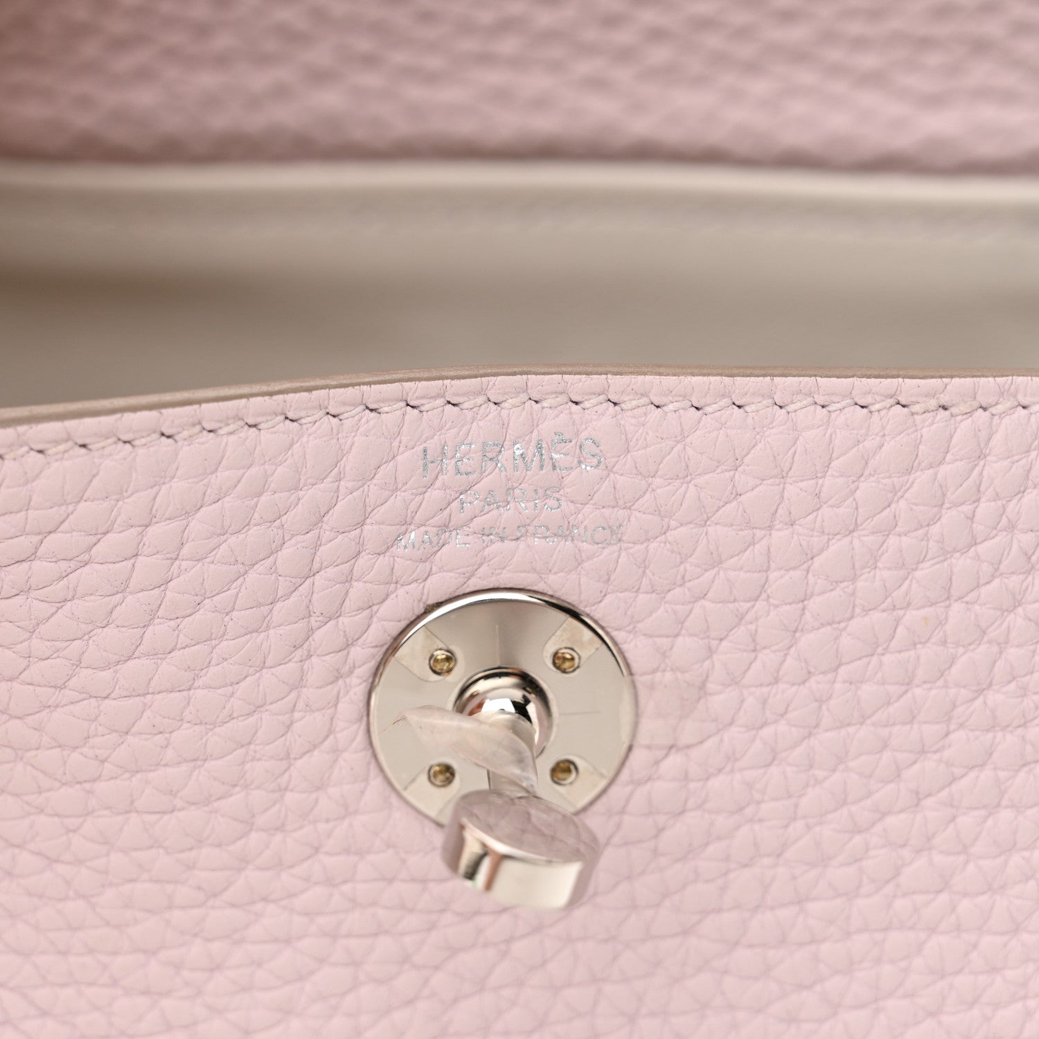 Hermes Taurillon Clemence Verso Mini Lindy 20 Mauve Pale Mushroom 6 of 11